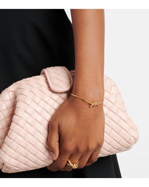 Pulsera Knot De Plata De Ley Banada En Oro Bottega Veneta de color White