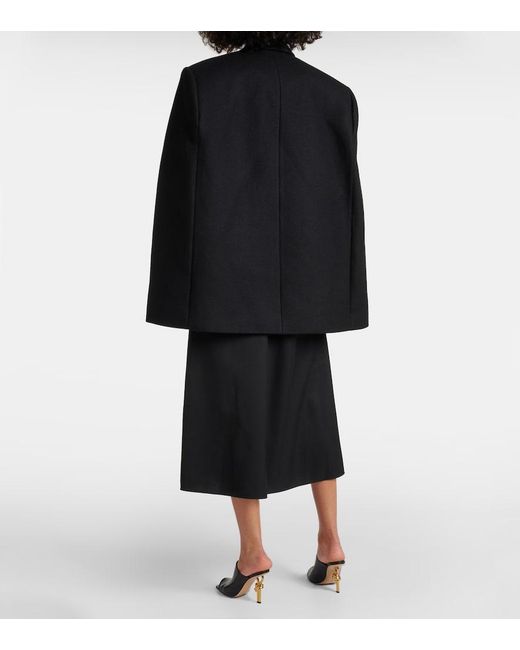 Wardrobe NYC Black Double-Breasted Cropped Virgin Wool Cape