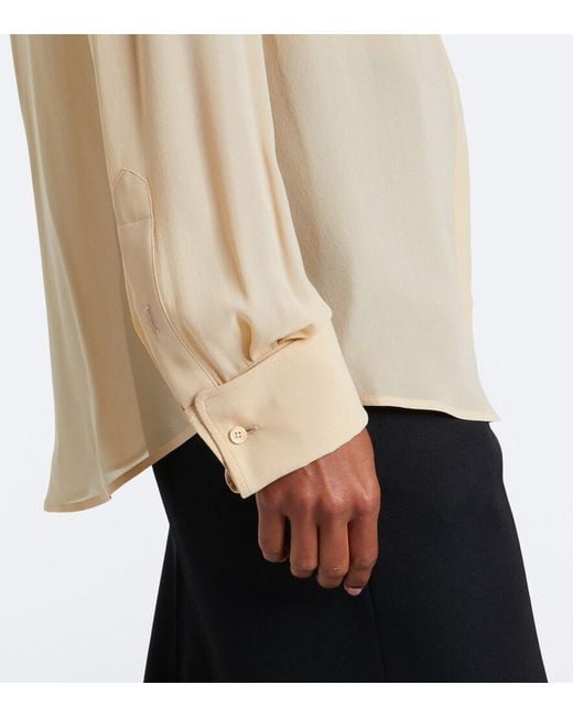 Fendi Natural Lace-Trimmed Silk Georgette Shirt