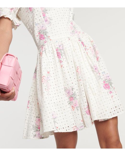 LoveShackFancy Natural Altima Floral Cotton Minidress