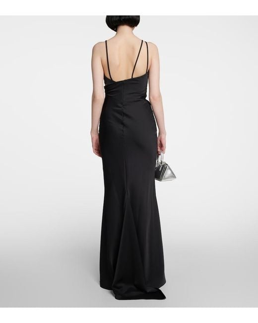 The Attico Black Melva Asymmetric Maxi Dress
