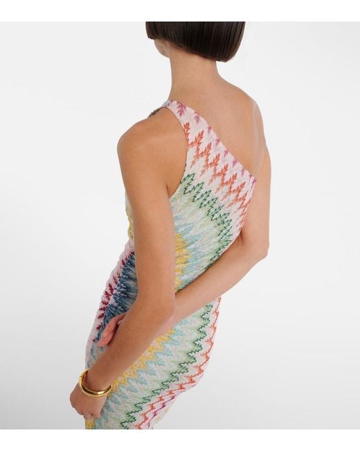 Missoni White One-Shoulder Lame Gown