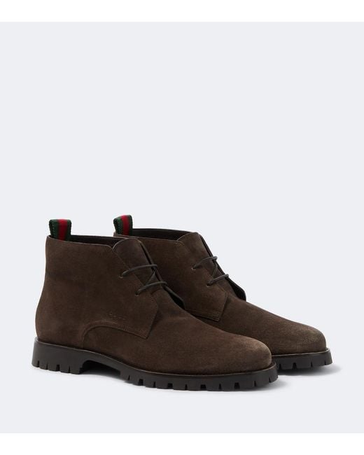 Gucci Brown Suede Desert Boots for men