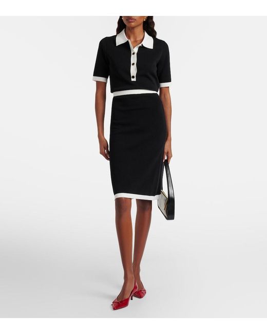 Nina Ricci Black Ribbed-Knit Polo Shirt