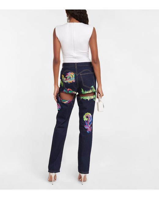 Area Blue High-Rise Straight Jeans