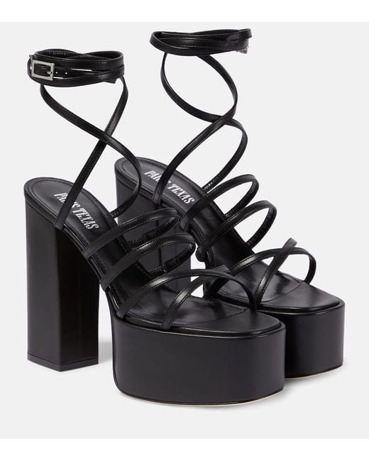 Sandalias Evita De Piel Adornada Paris Texas de color Black