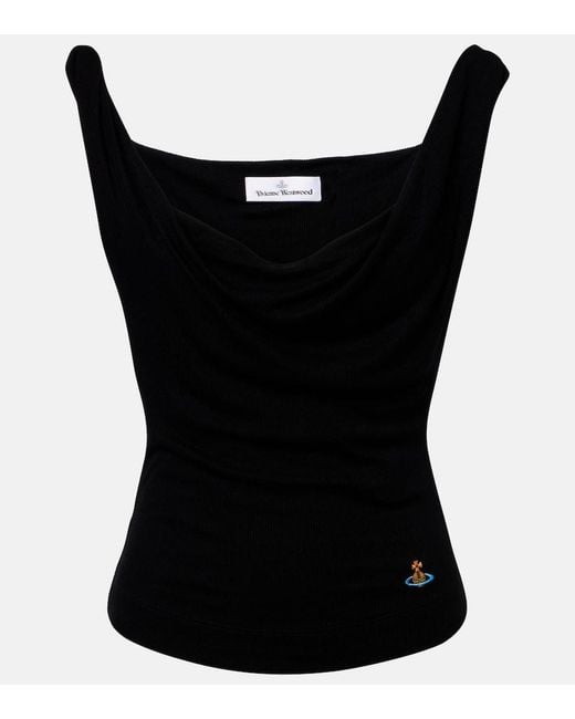 Vivienne Westwood Black Anna Ribbed-Knit Tank Top