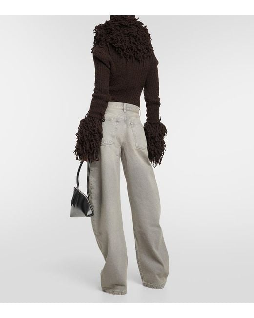 The Attico Gray Effie High-Rise Barrel-Leg Jeans