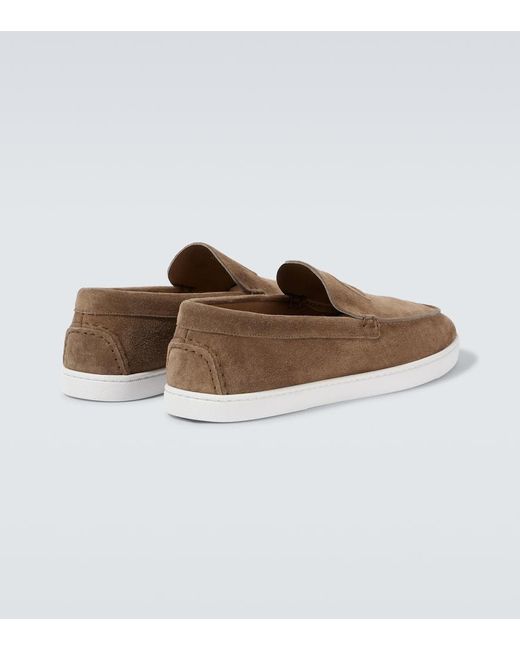 Christian Louboutin Slip-Ons Varsiboat Aus Veloursleder in Brown für Herren
