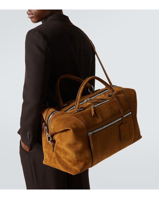 Metier Brown Vagabond Suede Duffel Bag for men
