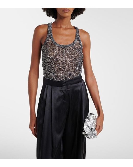 Missoni Black Sequined Knitted Tank Top