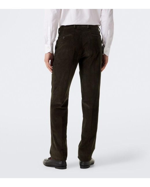 Rubinacci Black Modluca Cotton Corduroy Straight Pants for men