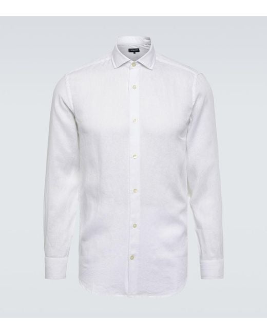Frescobol Carioca White Antonio Long-Sleeved Linen Shirt for men