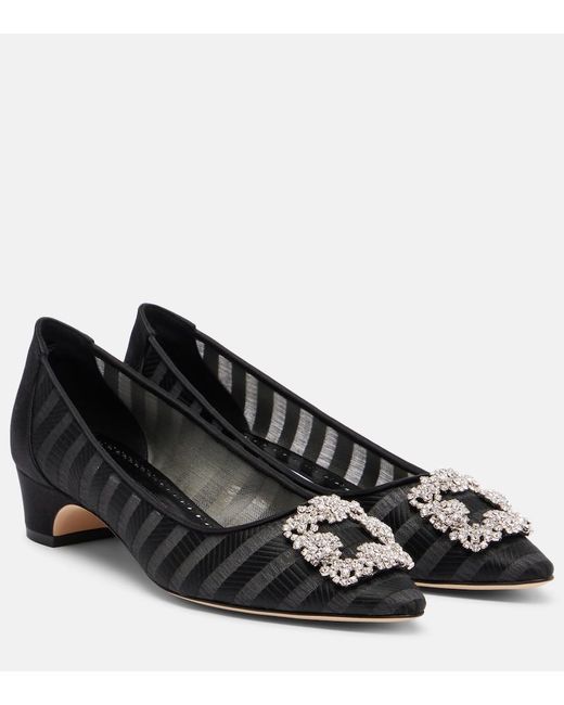Manolo Blahnik Black Hangisi Embellished Pumps