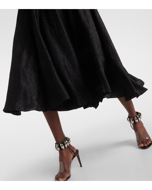 Alaïa Black Tie-Neck Silk-Blend Midi Dress