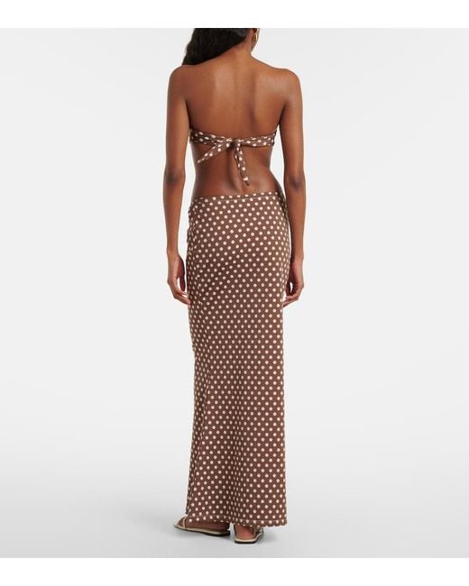 Montce Brown Natalia Polka-Dot Maxi Skirt