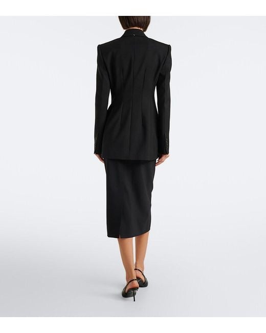 Sportmax Black Wool-Blend Pencil Skirt
