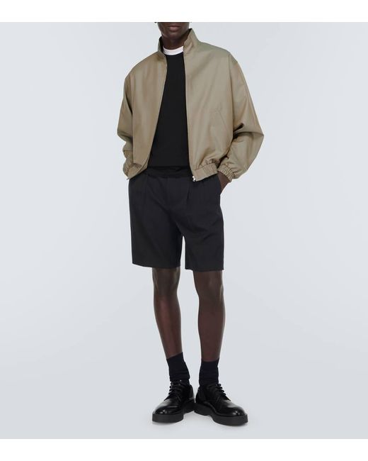 Shorts in gabardine di lana di Auralee in Black da Uomo
