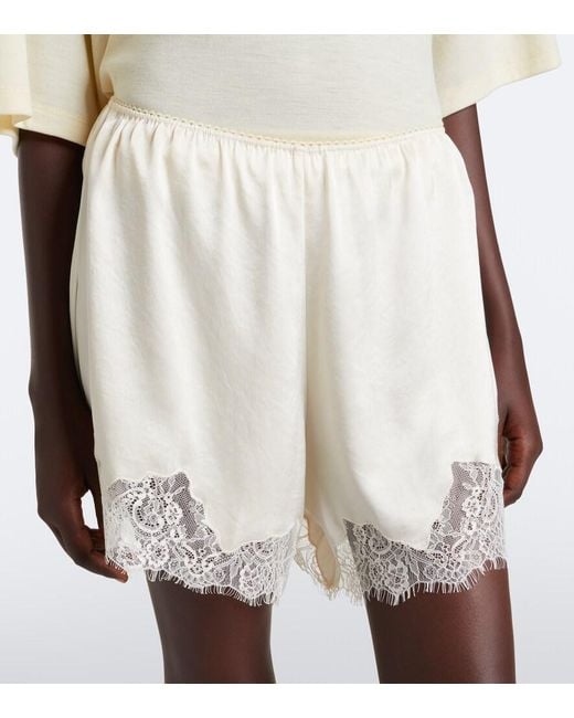 Citizens of Humanity White Lace-Trimmed Satin Shorts
