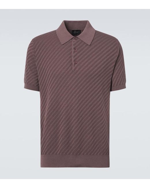 Brioni Purple Cotton, Silk, And Cashmere Polo Shirt for men