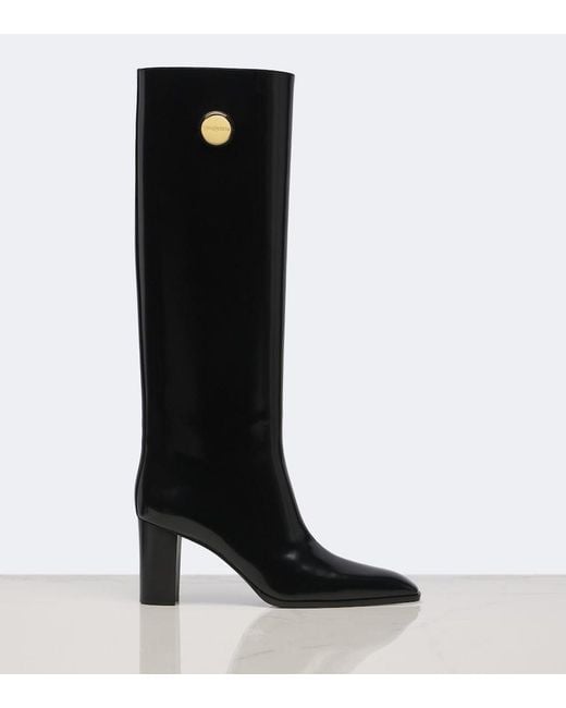Saint Laurent Black Louis Leather Knee-High Boots