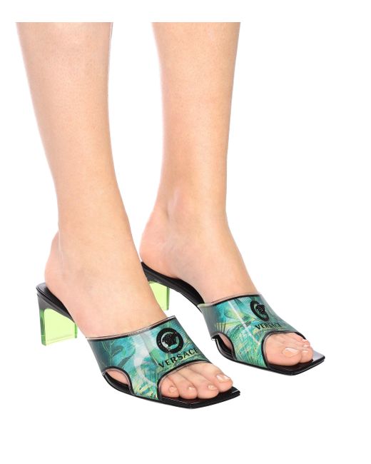 versace green high heels