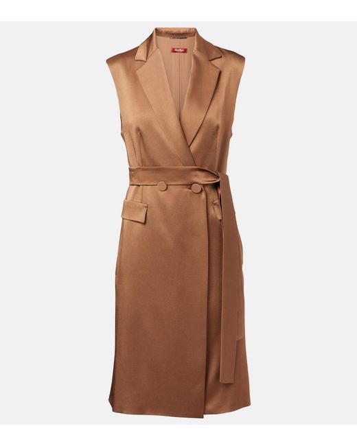 Max Mara Brown Afgano Belted Satin Jacket