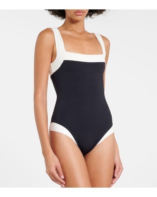 Marysia Swim Black Bianco Maillot Square Neck Swimsuit