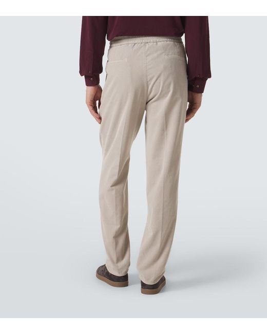 Brunello Cucinelli Natural Cotton Corduroy Tapered Pants for men