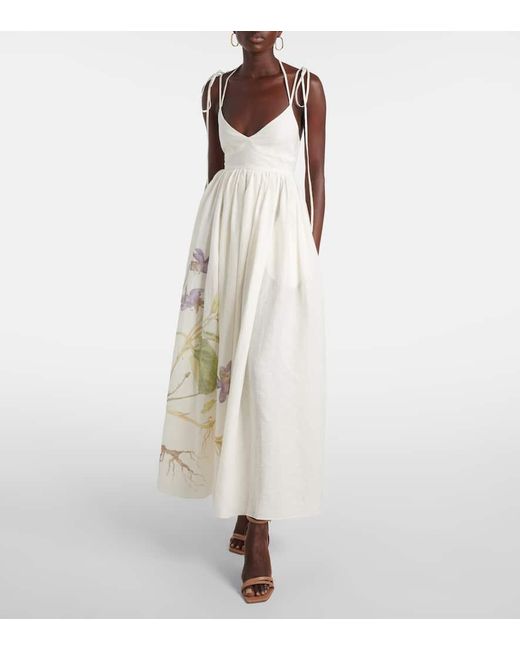 Erdem White Maxikleid Aus Leinen