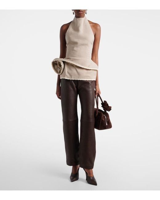Magda Butrym Brown Leather Straight Pants