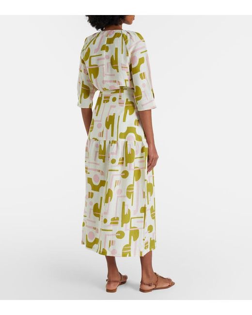 Adriana Degreas Metallic Balearic Printed Midi Skirt