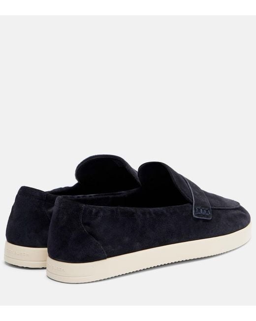 Tory Burch Blue Double T Suede Loafers