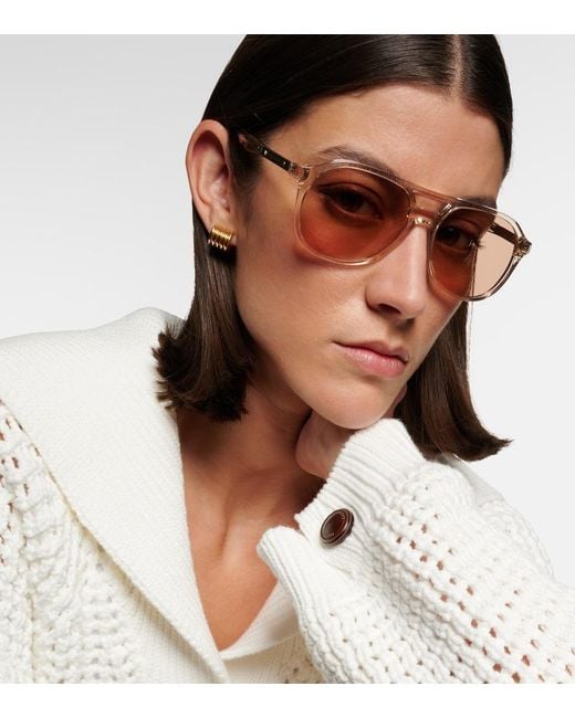 Brunello Cucinelli Pink Sartorial Sunset Aviator Sunglasses