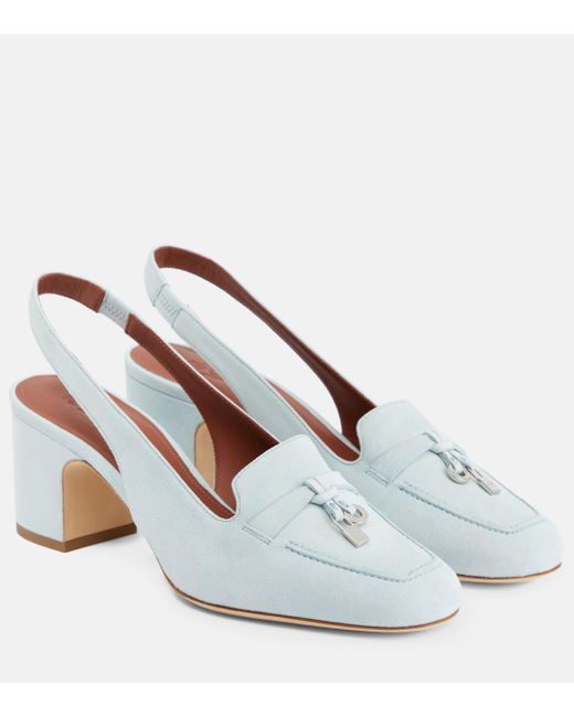 Loro Piana Multicolor Summer Charms Suede Slingback Pumps