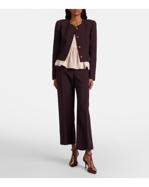 Chloé Purple High-Rise Virgin Wool Wide-Leg Pants