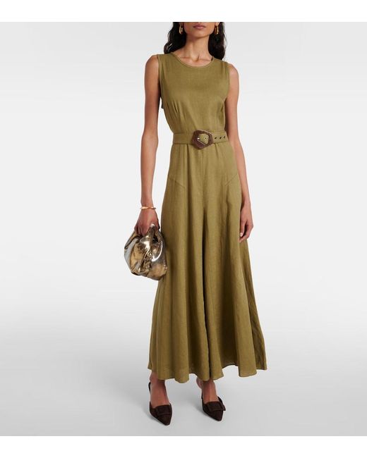 Diane von Furstenberg Green Elliot Belted Maxi Dress