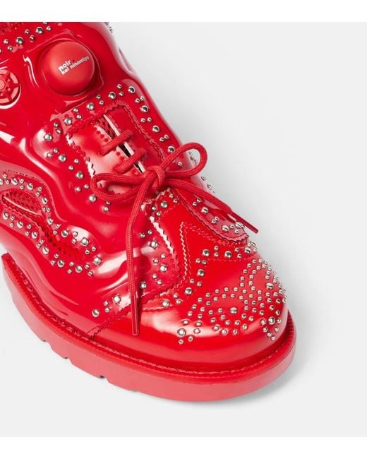 Noir Kei Ninomiya Red Studded Brogue Sneakers