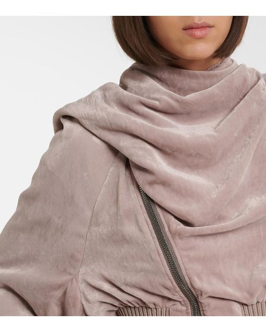 Rick Owens Pink Scarf Flight Chenille Bomber Jacket