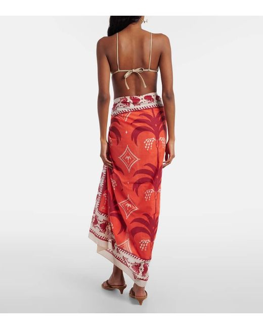 Johanna Ortiz Red Dance Of Printed Cotton Beach Cover-Up