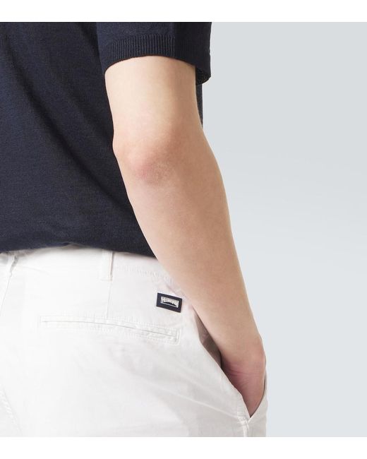 Vilebrequin White Cotton-Blend Satin Bermuda Shorts for men