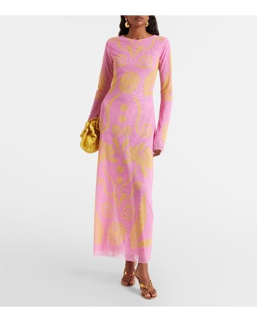 Cala De La Cruz Pink Tania Printed Maxi Dress