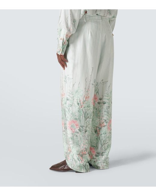 King & Tuckfield White Grant Floral Wide-Leg Pants for men