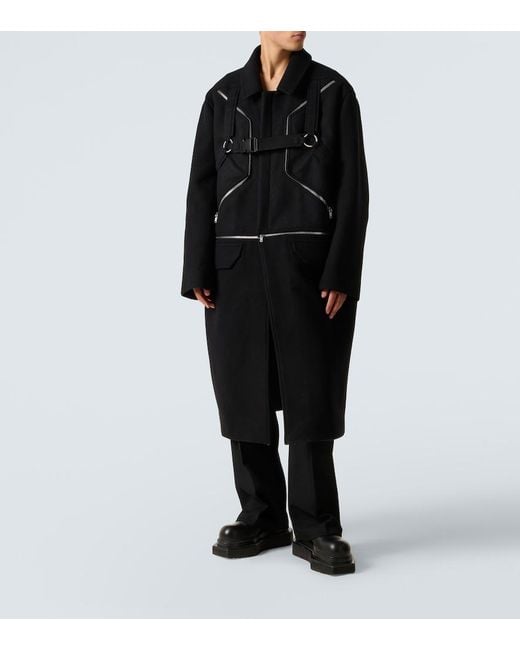 Rick Owens Black Virgin Wool Coat for men