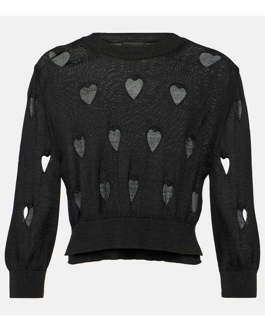 Pullover Love Heart in lana e seta di Simone Rocha in Black