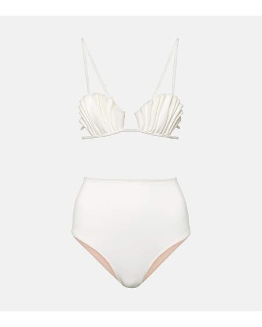 Bikini La Mer Coquillage a vita alta di Adriana Degreas in White