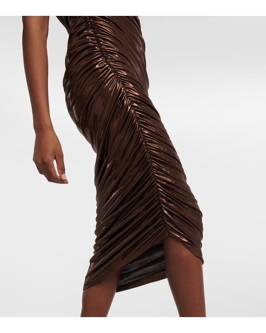 Norma Kamali Brown Diana One-shoulder Ruched Gown