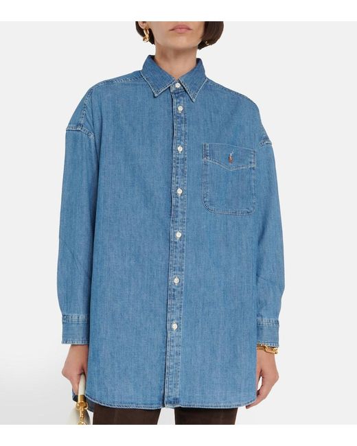 Polo Ralph Lauren Blue Denim Oversized Shirt For