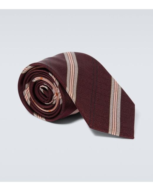 Cravate en satin de soie Dries Van Noten pour homme en coloris Red