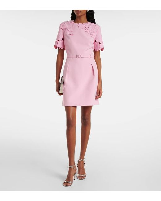 LEO LIN Pink Aurelie Floral-Applique Minidress
